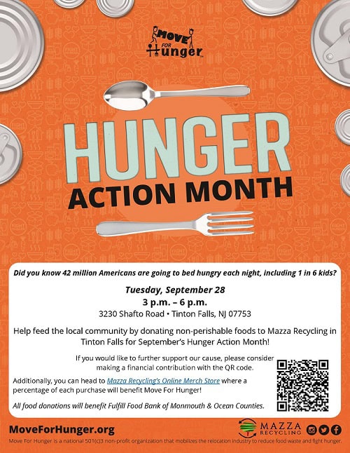 Hunger Action Month Food Drive at Mazza Recycling