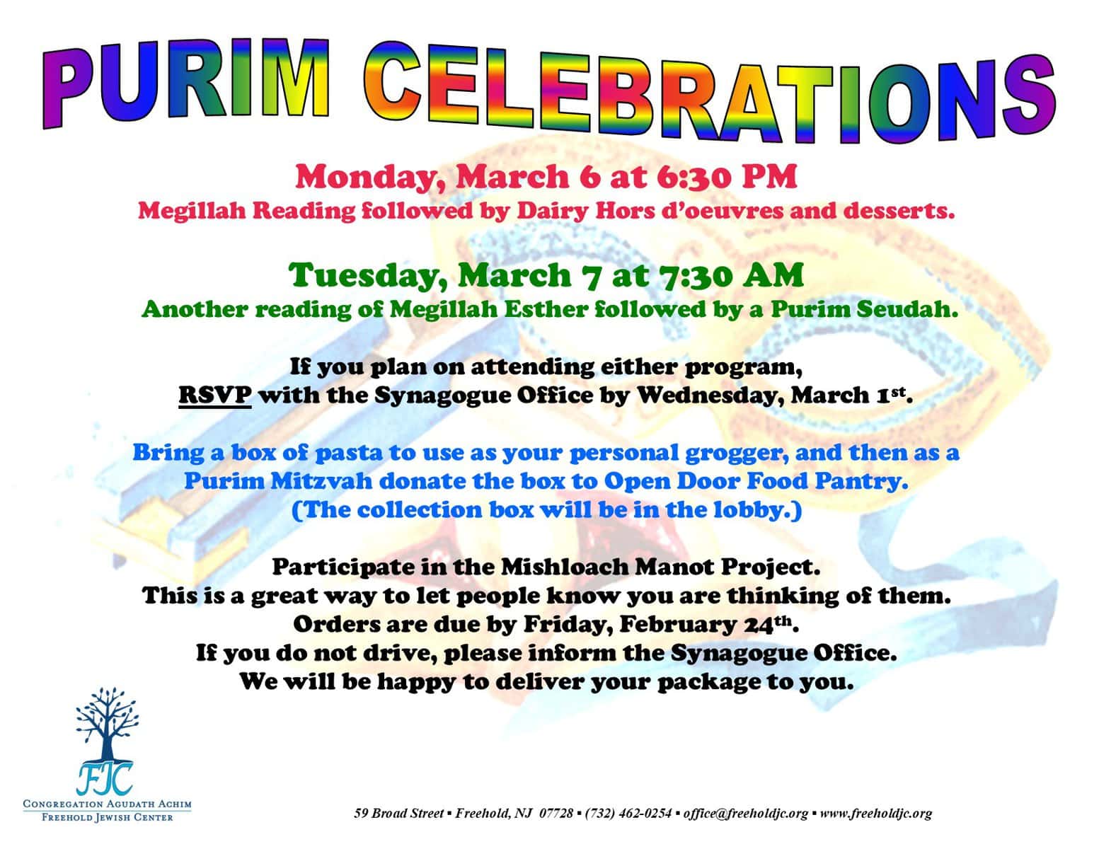 Megillah Reading followed by Purim Seudah (Breakfast)