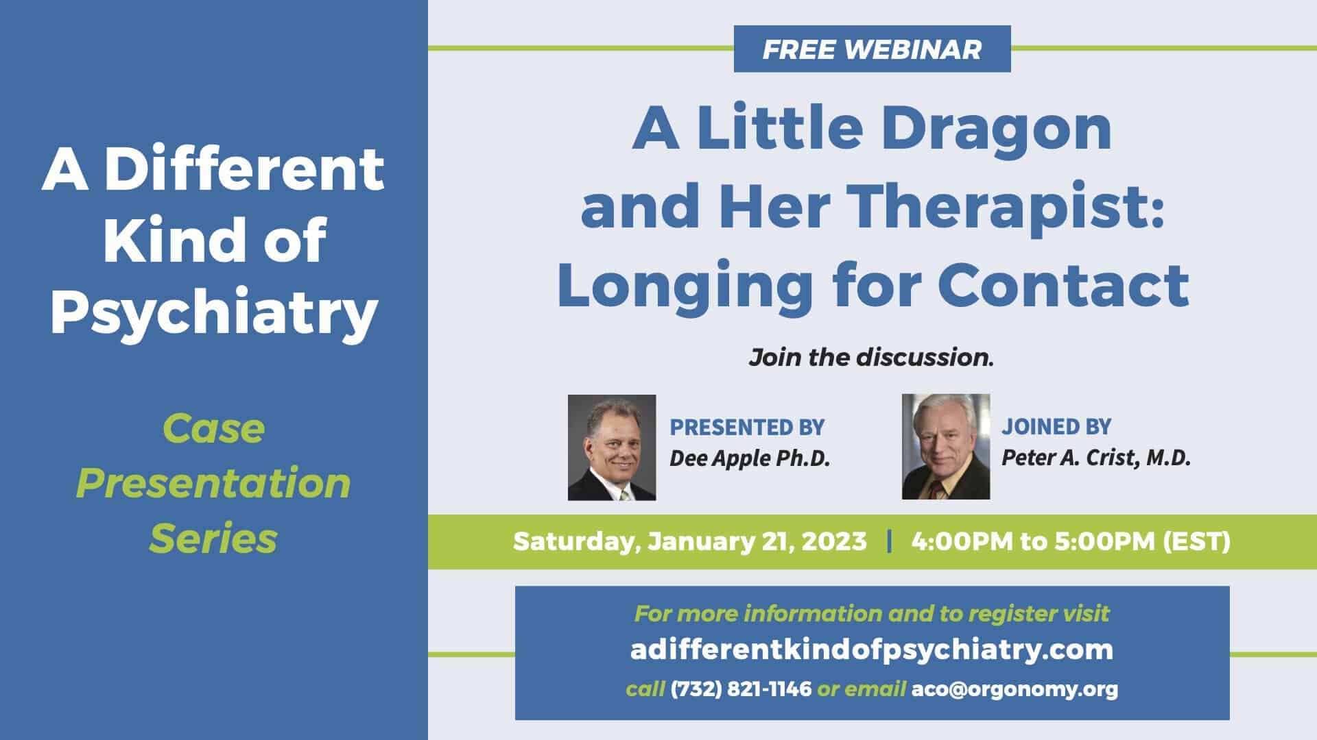 Free Webinar “A Little Dragon and Her Therapist: Longing for Contact”