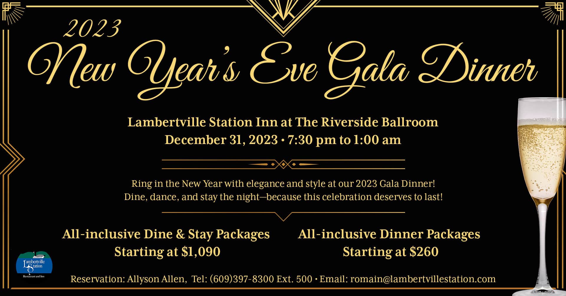 New Year's Eve Gala Dinner at Lambertville Station Restaurant and Inn