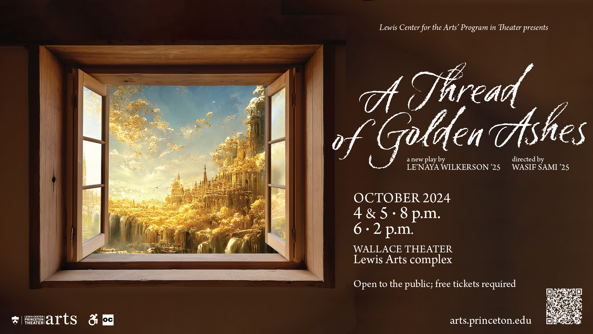 A Thread of Golden Ashes, a new play, presented by the Lewis Center for the Arts’ Program in Theater & Music Theater